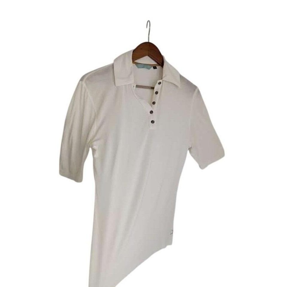 Lizzie‎ Driver Ivory Micromodal Golf Polo Shirt S USA Made Luxe Basic $110